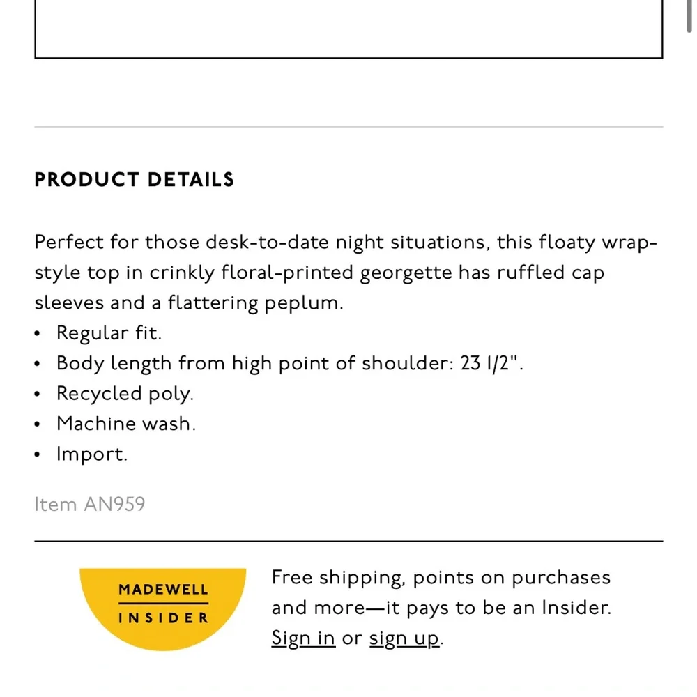 Madewell Georgette Ruffle-Sleeve Peplum Top in Americana Floral in small - Picture 5 of 5